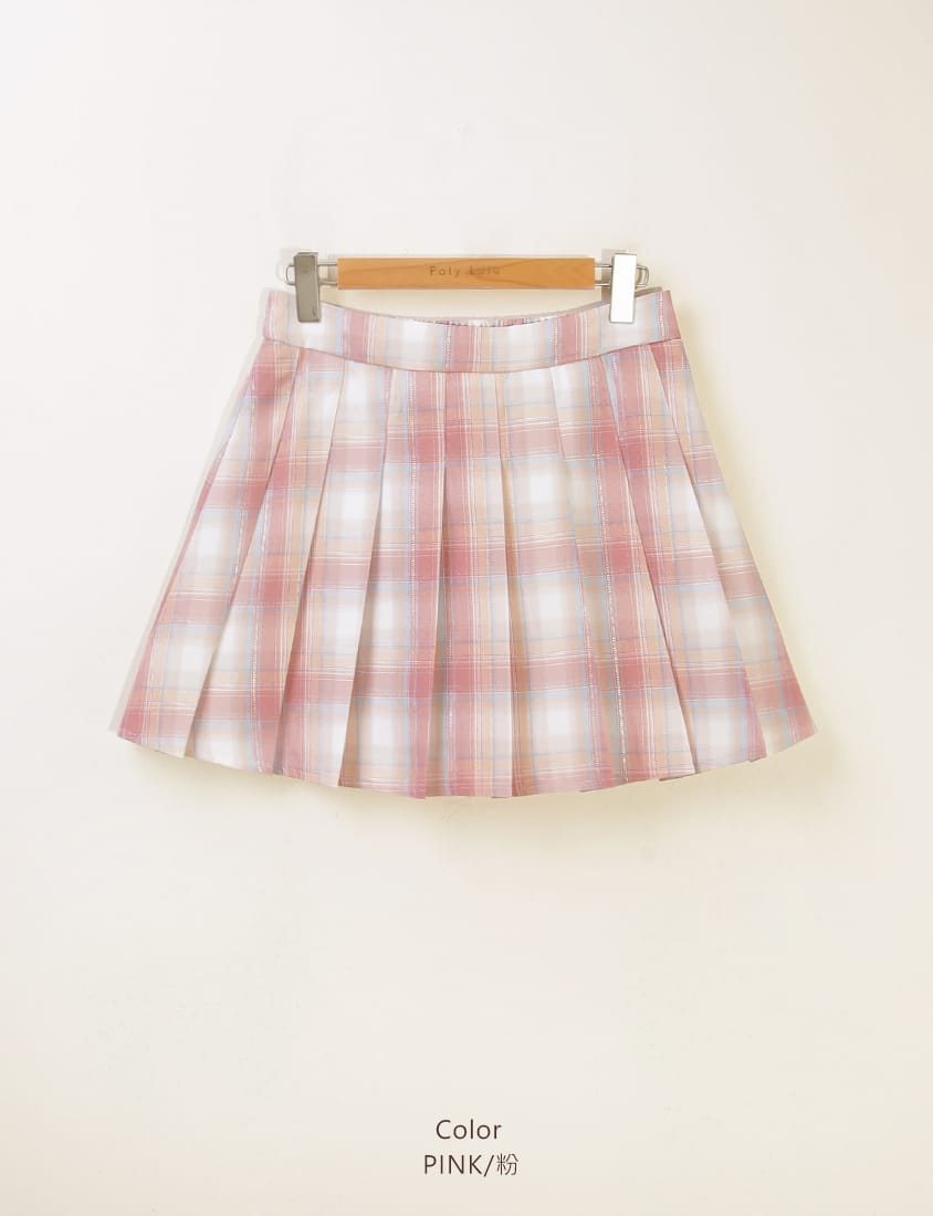 Korean Preppy Elastic Back Plaid Pleated Plus Size Mini Skirt (With Shorts)