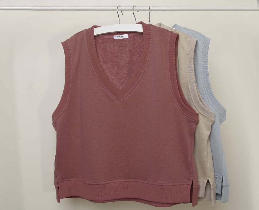 Sweet Versatile V-Neck Cotton Side Slit Plus Size Vest