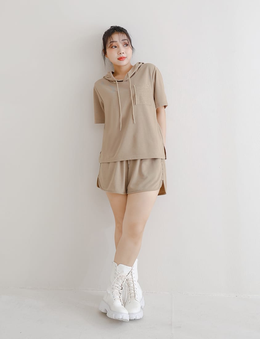 MISS. Casual Slit Drawstring Plus Size Shorts