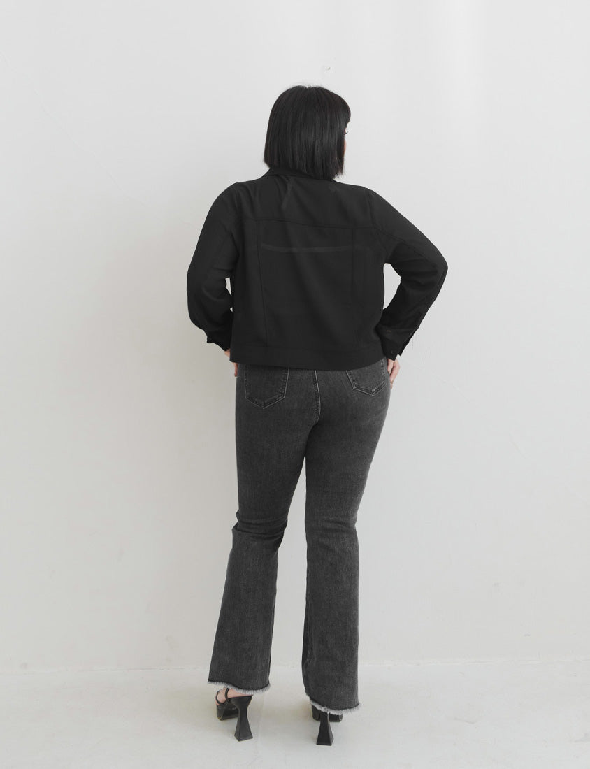 MUA! Sheer Textured Stitch Plus Size Cropped Jacket