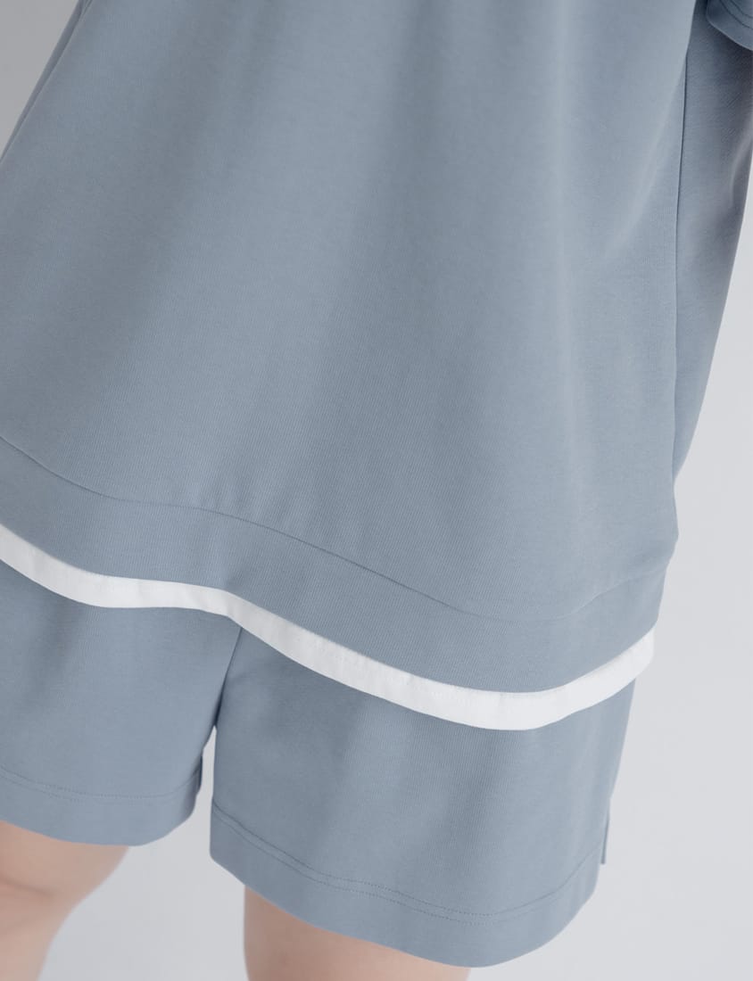 Zip-Up Faux Two-Piece Multicolor Plus Size Short Sleeve Tee