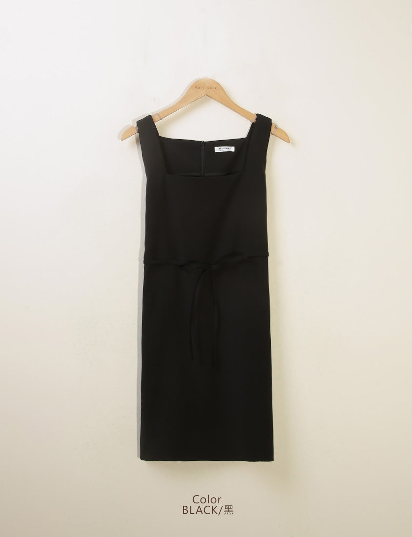 MISS. Structured Lightweight Square Neck Tailored Plus Size Mini Dress