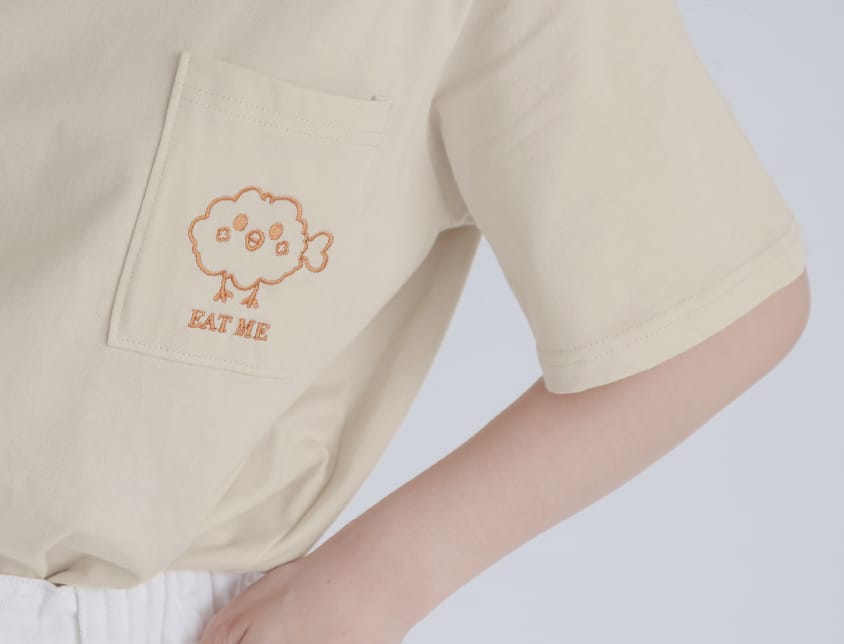 EAT ME Fried Chicken Pocket Plus Size Embroidery Tee