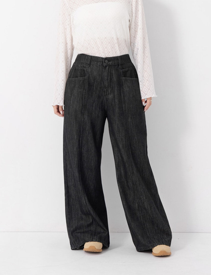 Pear-Shaped Friendly! Seamed Plus Size Wide Leg Jeans