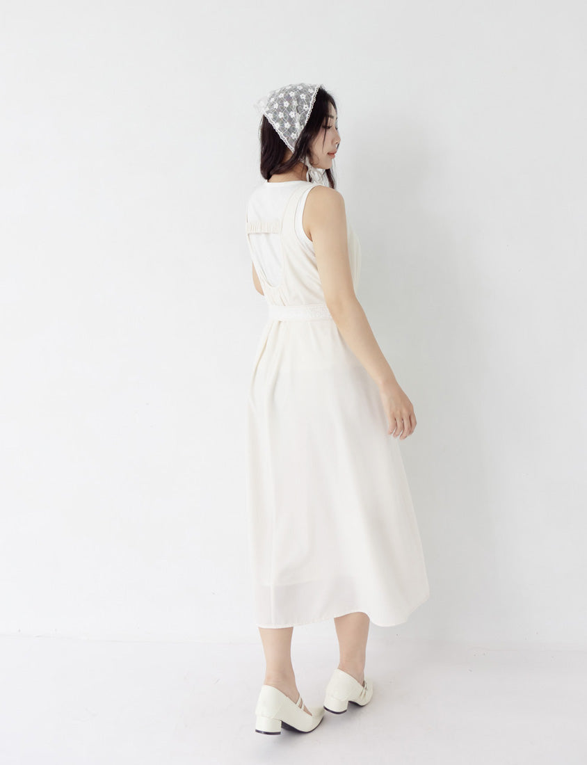 Two-Piece Ruched Vest Plus Size Dress (with Waist-Tie)