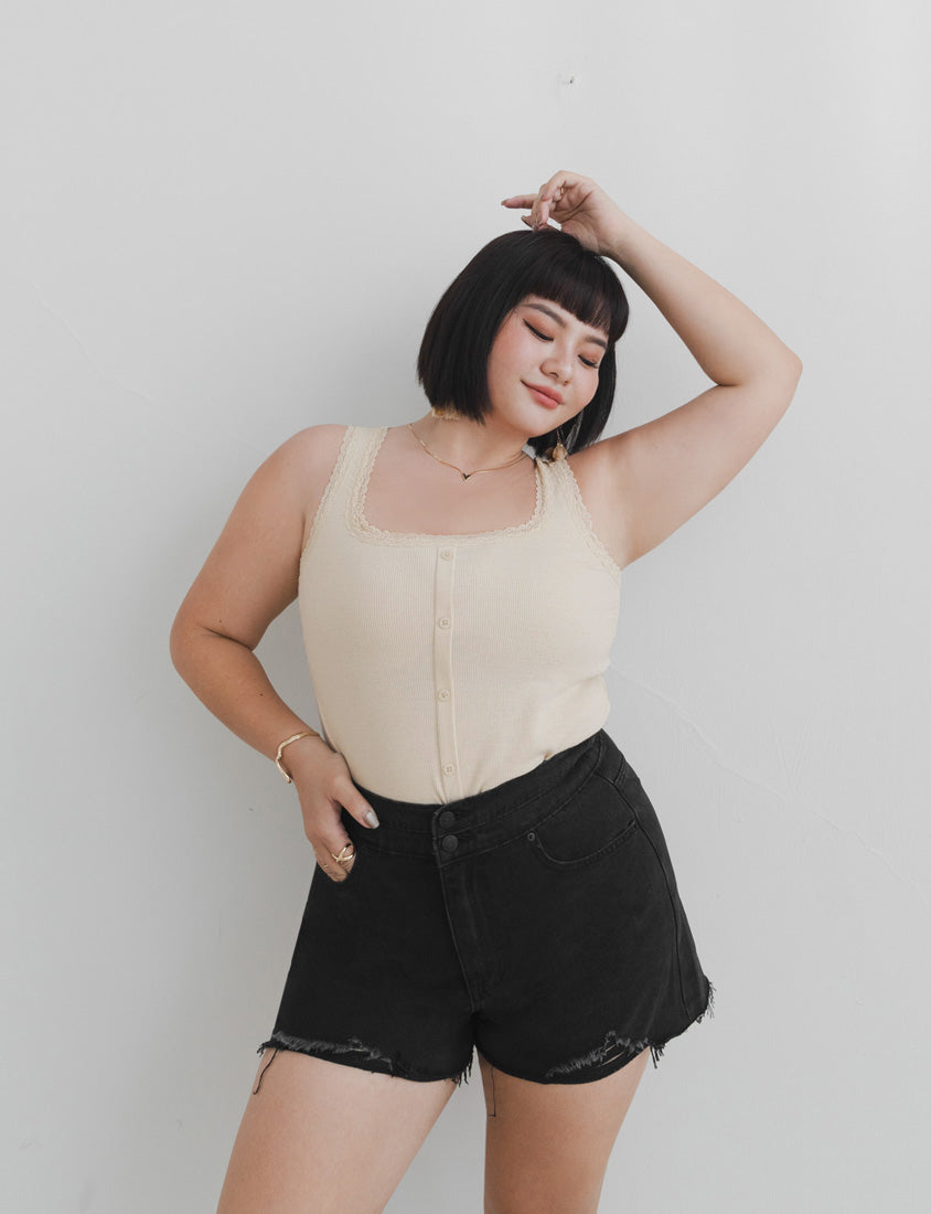 MUA! Edgy Raw-Hem Distressed Plus Size Denim Shorts