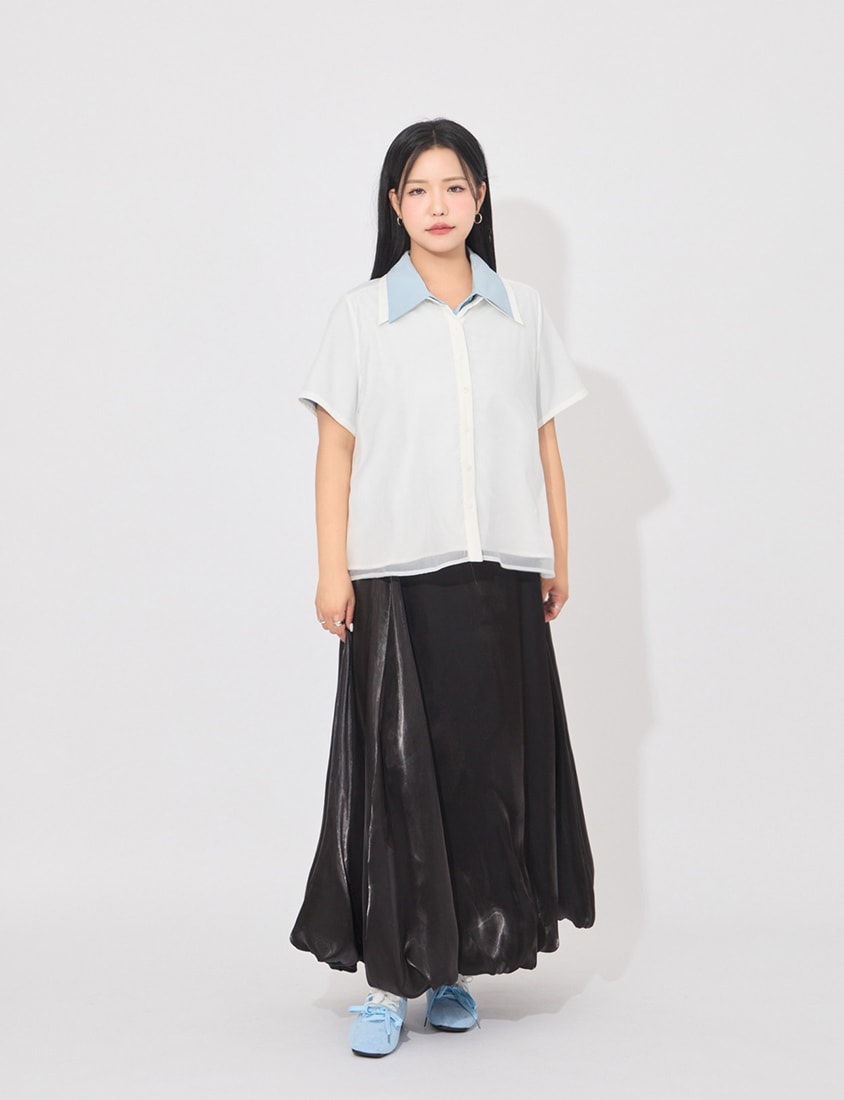 MORE U Airy Glossy Plus Size Bubble Skirt