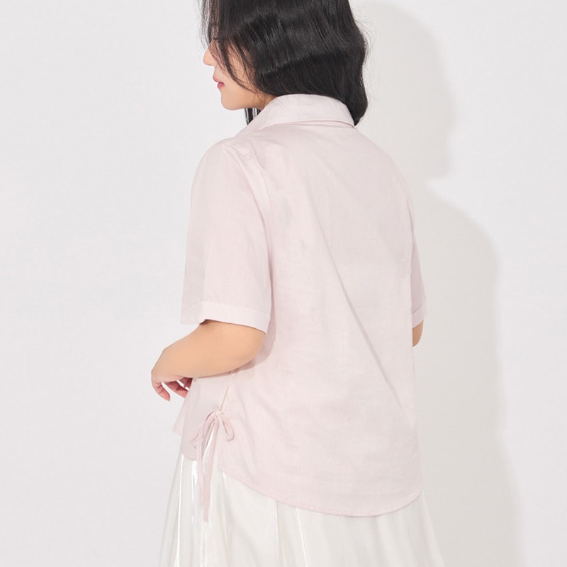 MORE U Pinstripe Side-Tie Plus Size Shirt