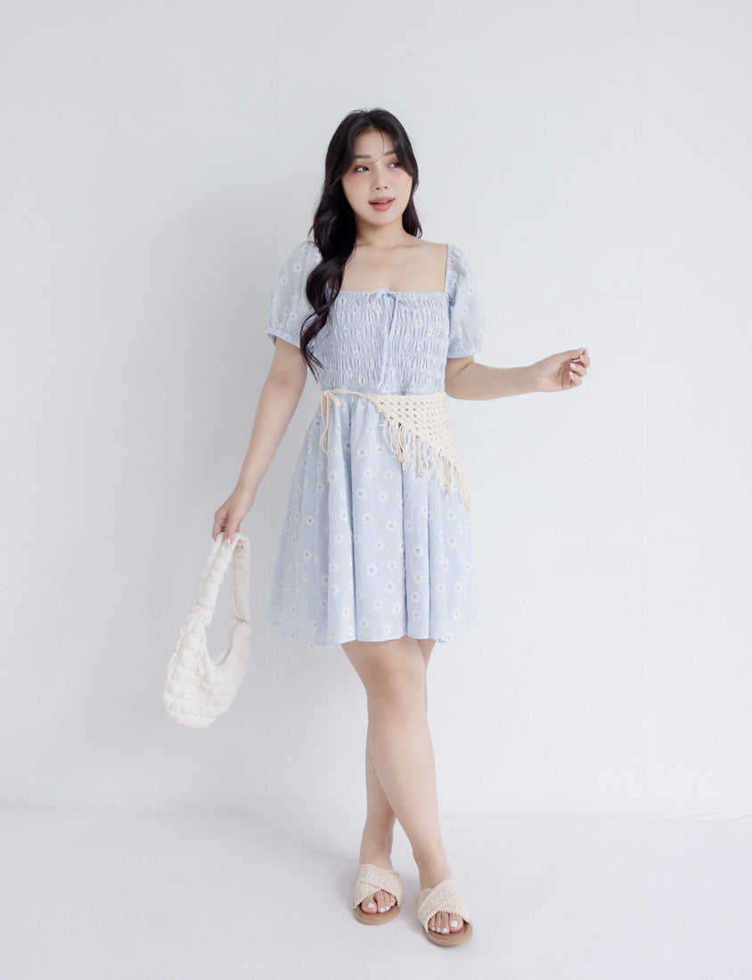 Cottagecore Two Way Floral Puff Sleeve Plus Size Mini Dress