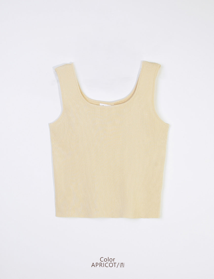 Square Neck Wide Straps Bra Bulges Support Knit Plus Size Tank Top