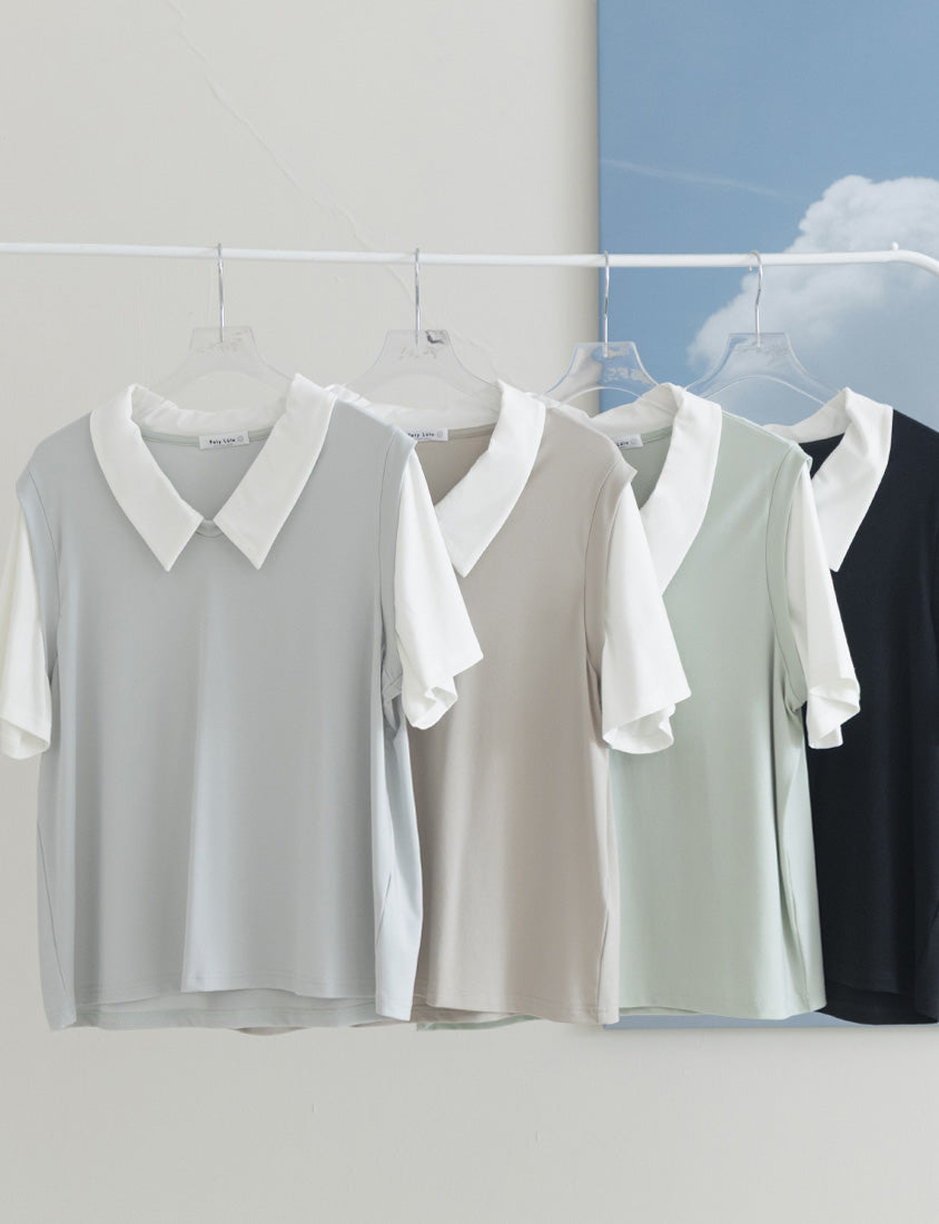 MISS. Lyocell Cooling Faux Two-Piece Plus Size Top