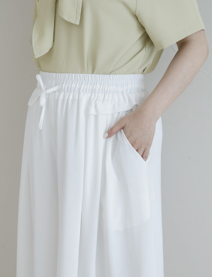 Full Elastic Waist Chiffon Plus Size Wide-Leg Pants