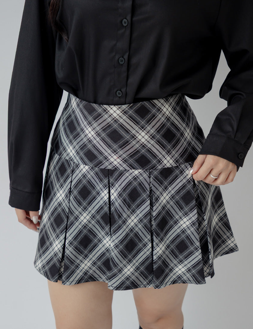 Preppy Pleated Plaid Plus Size Mini Skirt