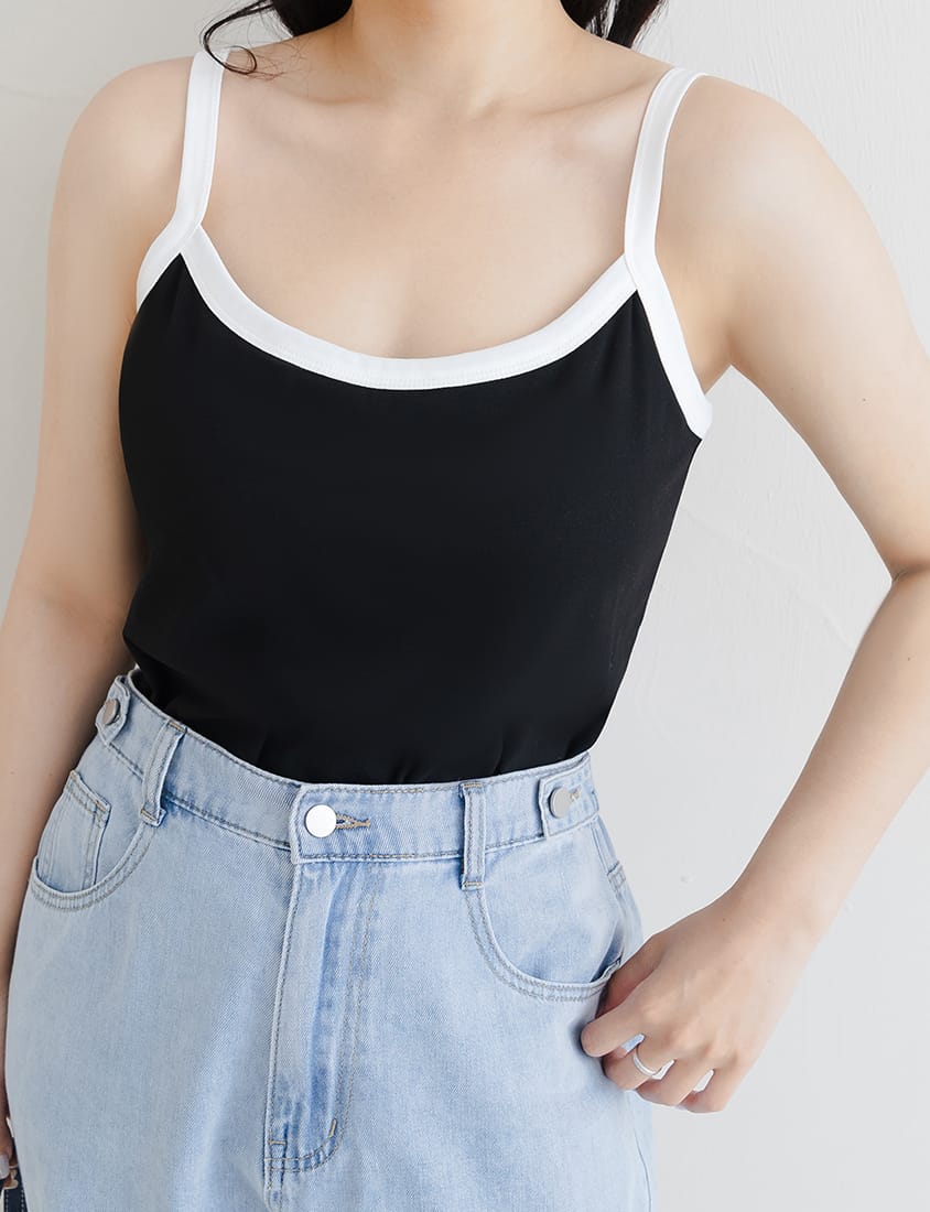 Pobra. COOL PRO+ Contrast Piping Plus Size Padded Tank Top