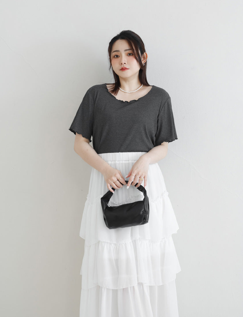 MISS. Versatile Wavy Edge Textured Plus Size Ribbed Top