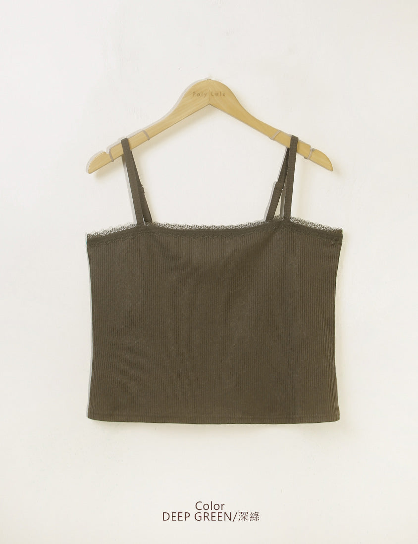 Adjustable Lace Trim Ribbed Plus Size Tank Top