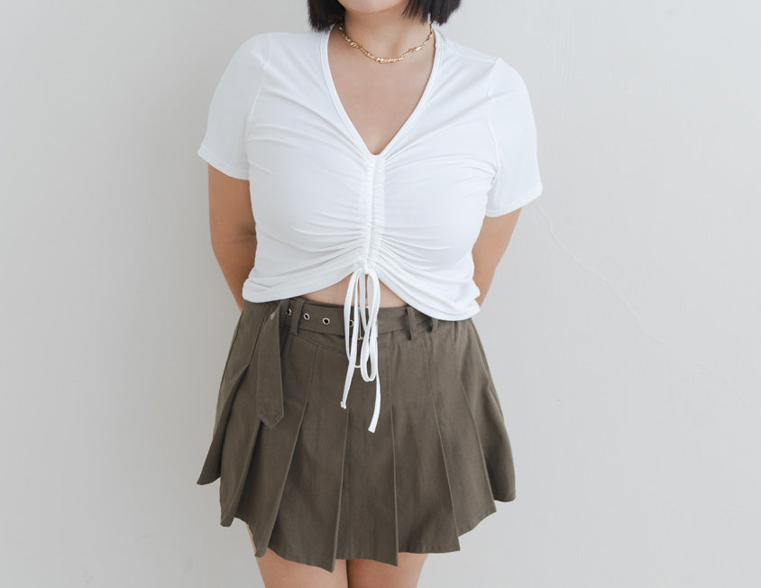 MUA!  Silky Cool-Girl Ruched Plus Size Short Sleeve Top