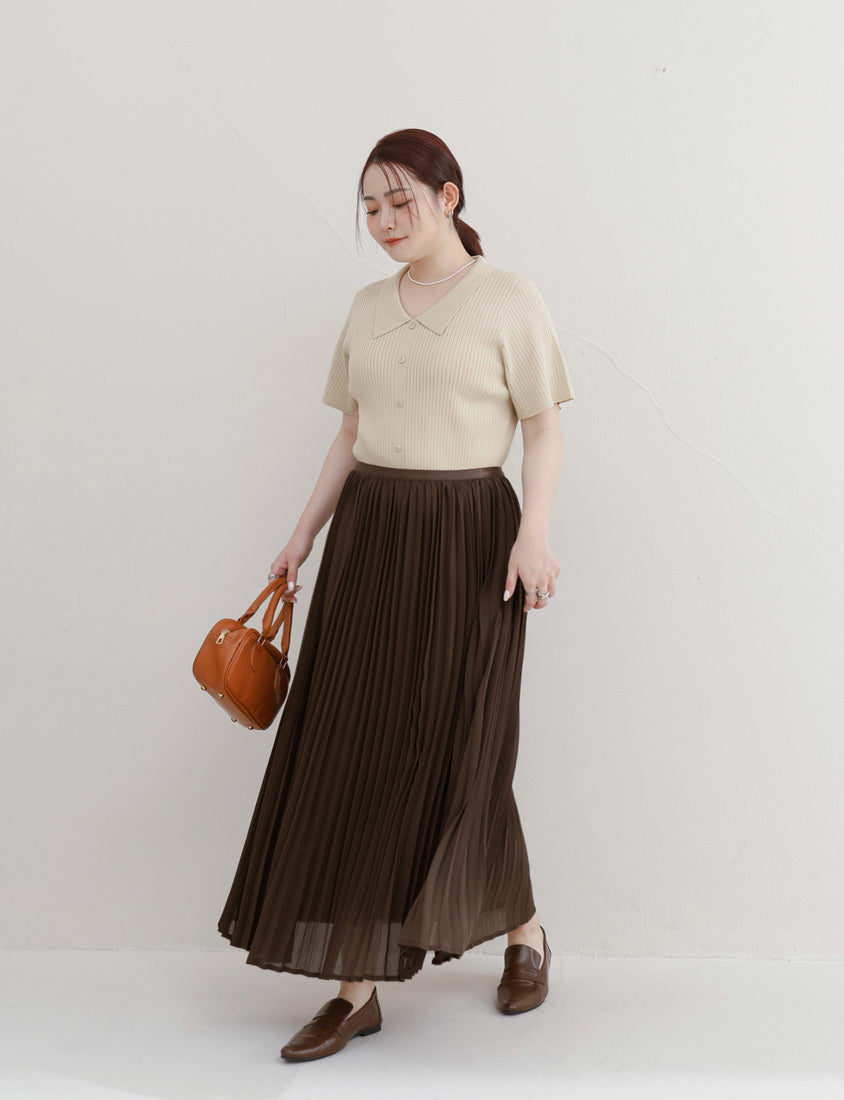 MISS. Versatile Icy Silk Faux Button Collar Plus Size Top