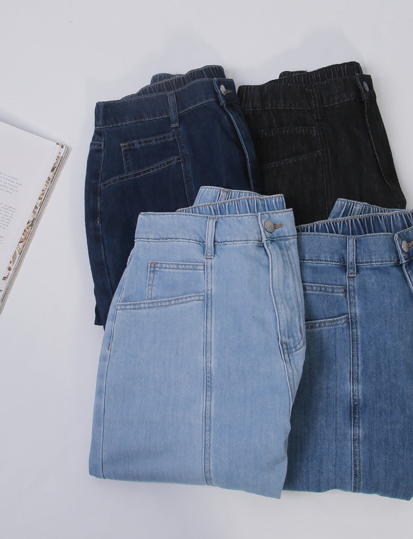 Standard Stitch Detail Plus Size Wide-Leg Jeans