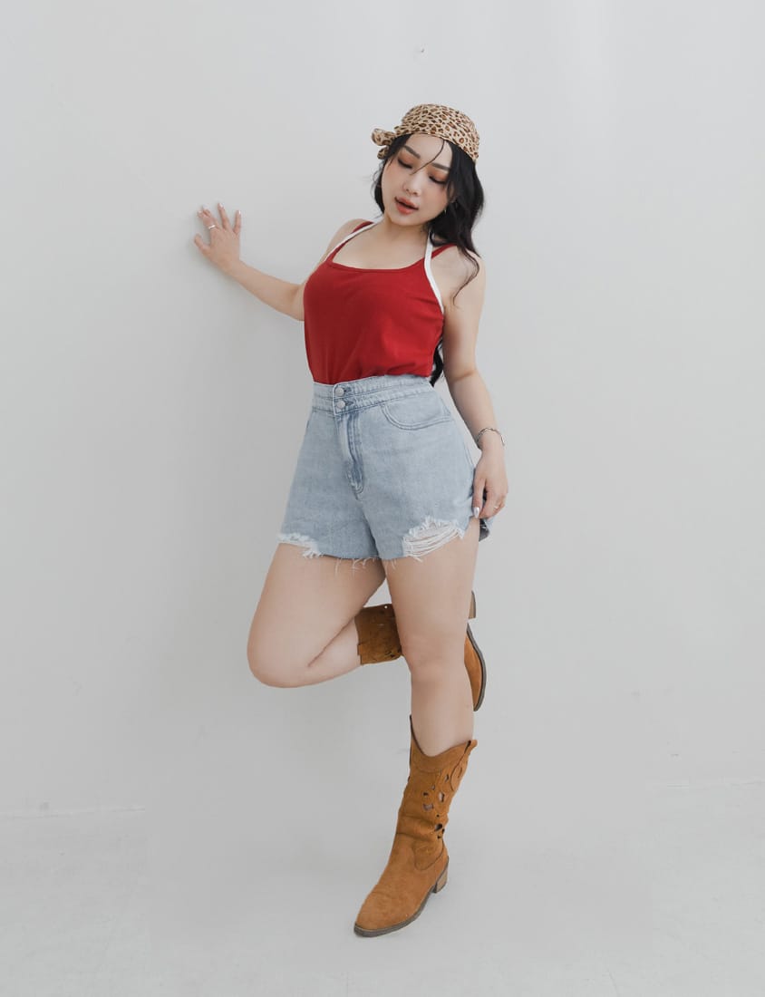 MUA! Edgy Raw-Hem Distressed Plus Size Denim Shorts