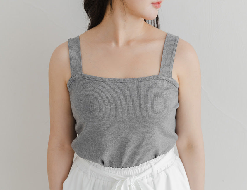 Ribbed Wide Strap Wavy Edge Plus Size Tank Top