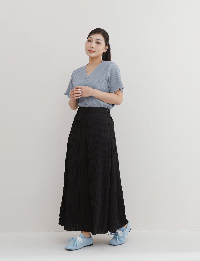 Soft Stretch Crinkled Elastic Waist Plus Size Maxi Skirt
