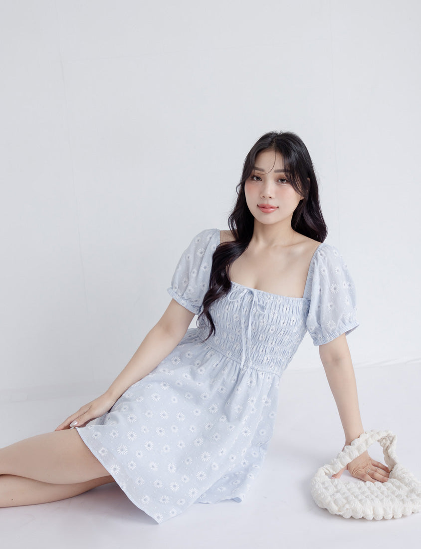 Cottagecore Two Way Floral Puff Sleeve Plus Size Mini Dress
