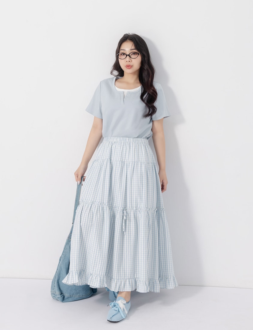 Versatile V-Neck Faux Two Piece Plus Size Tee