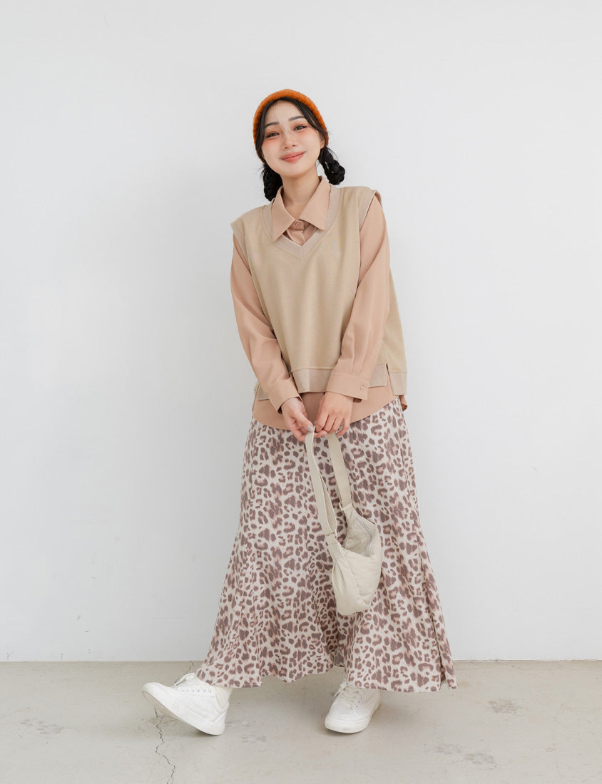 Sweet Versatile V-Neck Cotton Side Slit Plus Size Vest