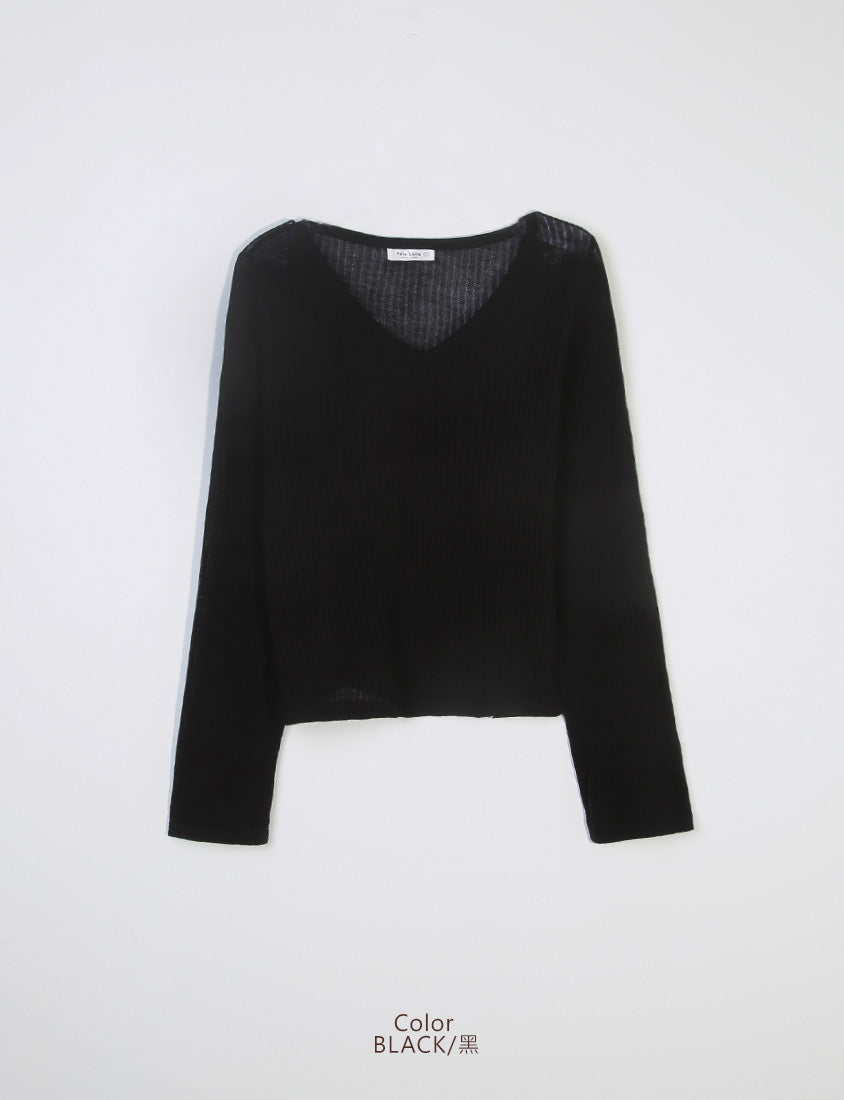 Lyocell Sheer Knit Plus Size Long Sleeve Top