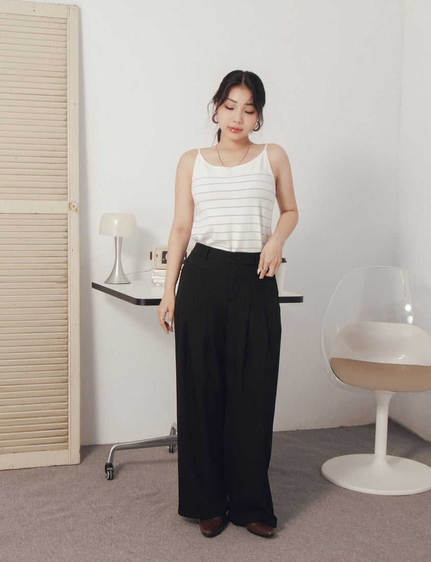 MISS. Versatile Soft Skin Stripe Knit Plus Size Tank Top