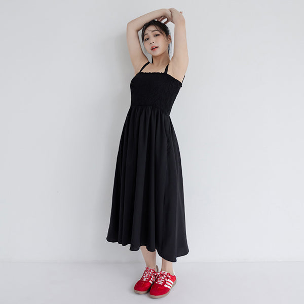 Adjustable Elastic Strap Twill Plus Size Dress
