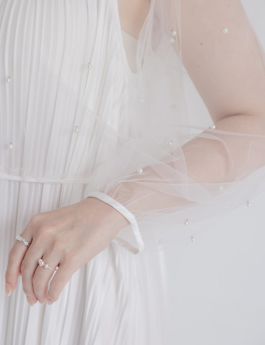 MISS. Romantic Sheer Pearl-Embellished Tie Plus Size Blouse
