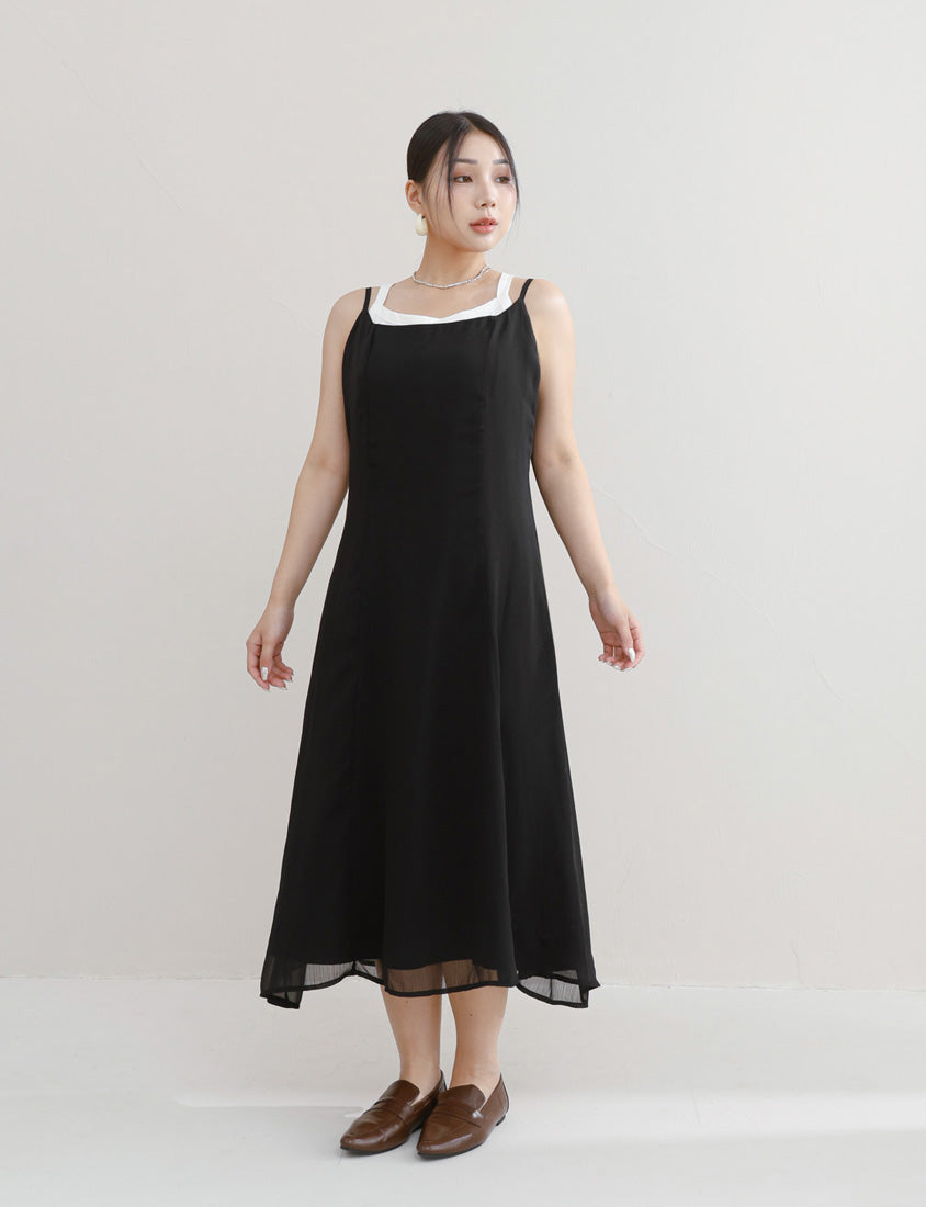 MISS. Ethereal Double Layer Sheer Adjustable Plus Size Maxi Dress