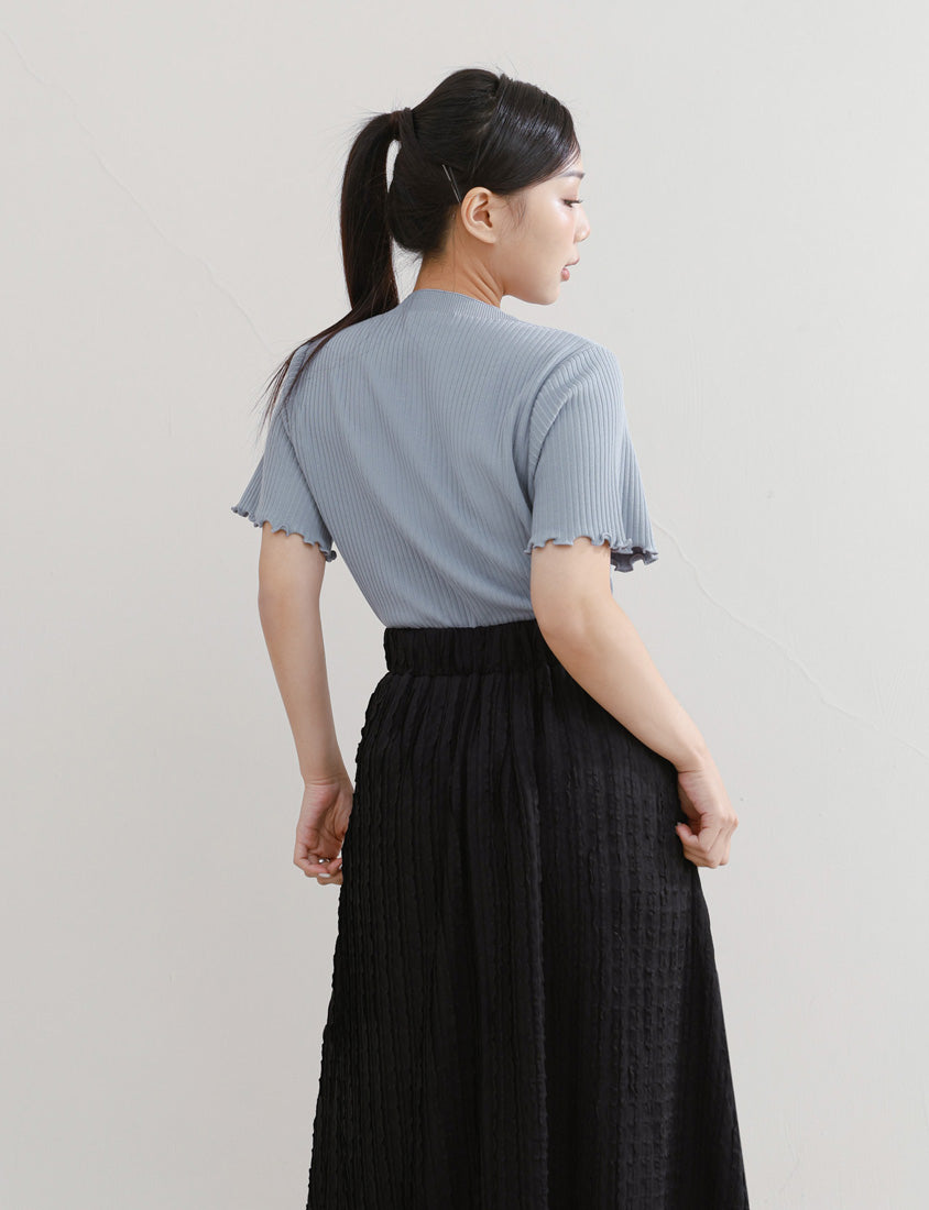 Cooling Lyocell Faux Button Plus Size Knit Top