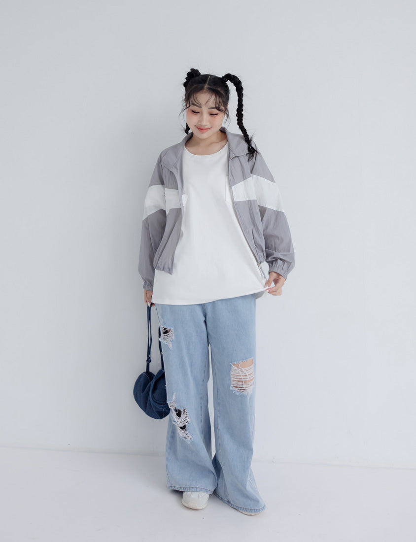 Playful Contrasting Sports Plus Size Trench Coat