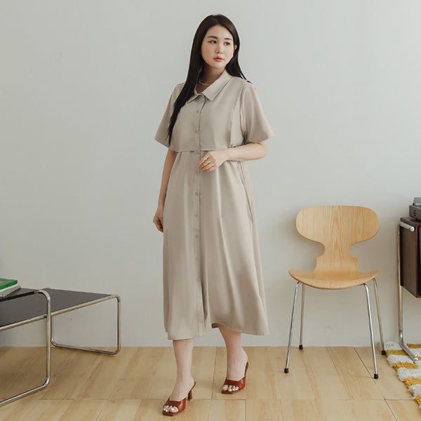 MISS. Japanese Style Layered Side Tie Shirt Dress