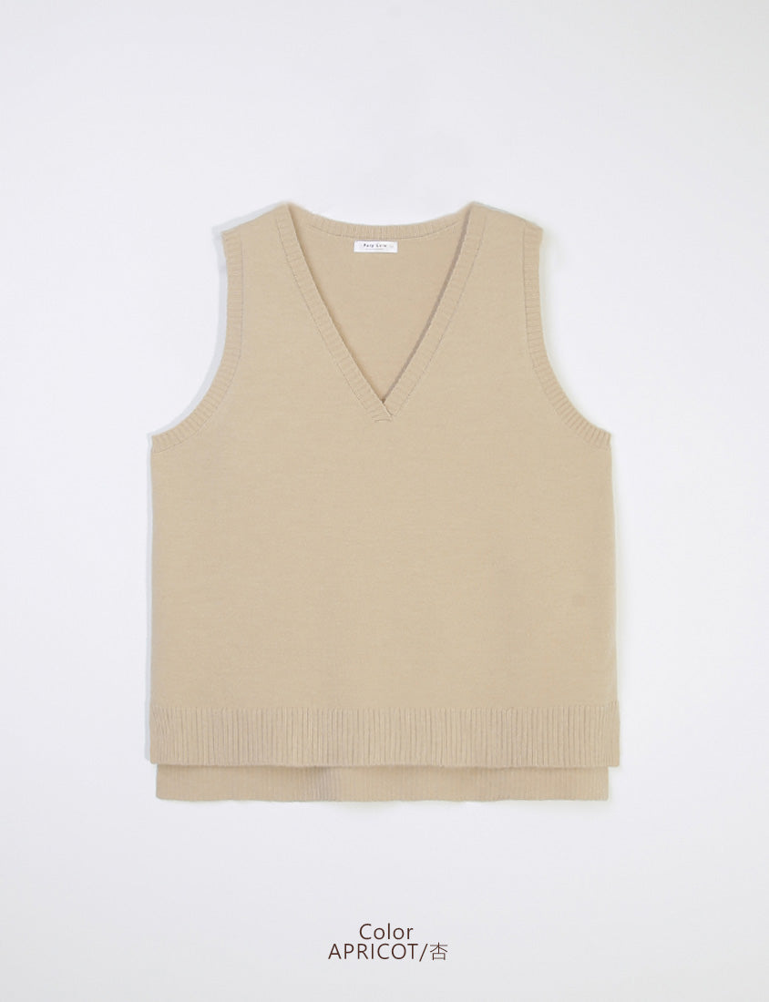 Versatile Multicolor V-Neck Mid-Length Plus Size Knit Vest