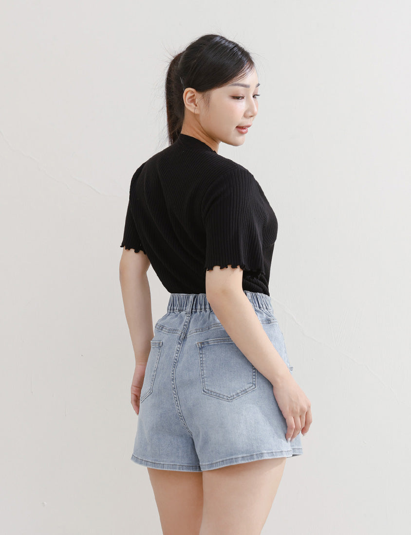 Cooling Lyocell Faux Button Plus Size Knit Top