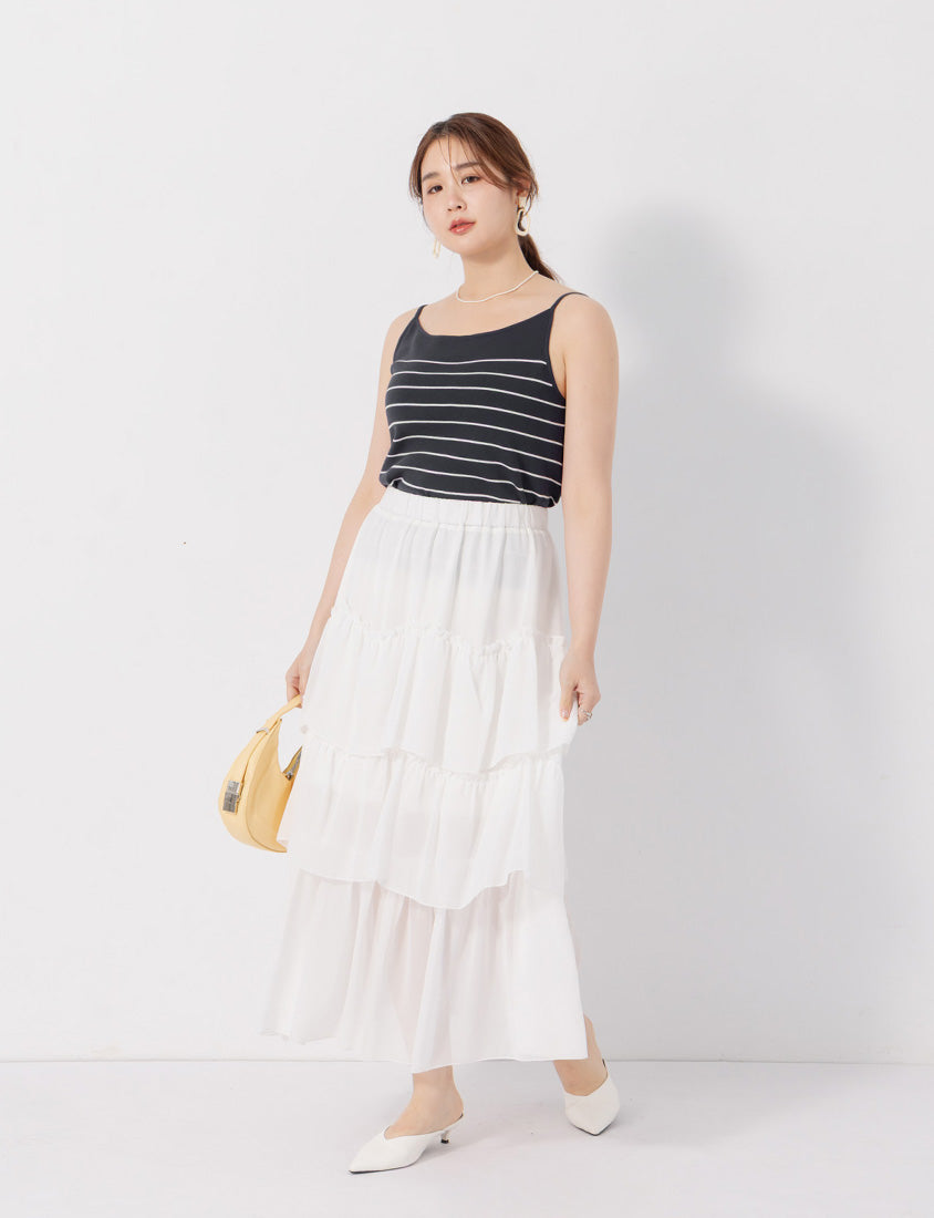 MISS. Versatile Soft Skin Stripe Knit Plus Size Tank Top