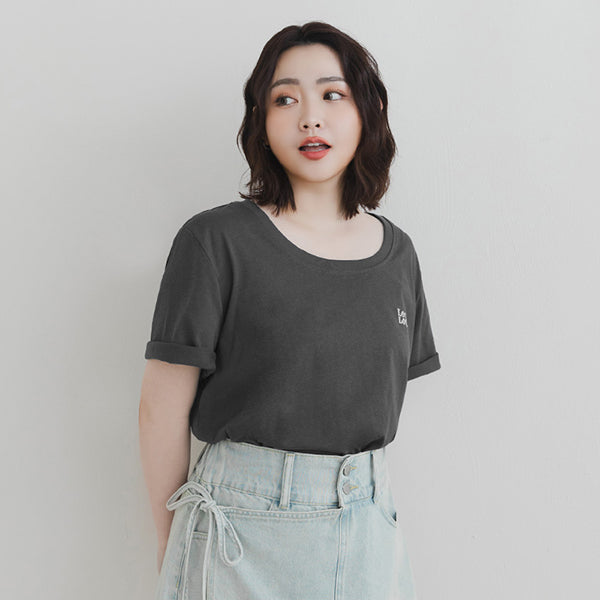 LOVE Soft Color-Block Plus-Size Embroidered Tee