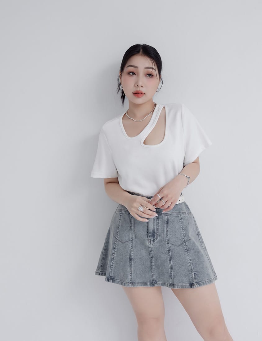 MUA! Sexy Stitching A-Line Plus Size Denim Skirt (with Shorts)