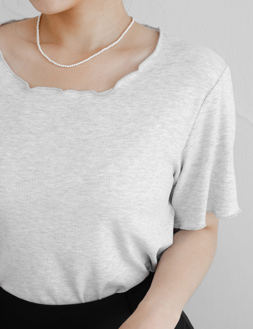 MISS. Versatile Wavy Edge Textured Plus Size Ribbed Top