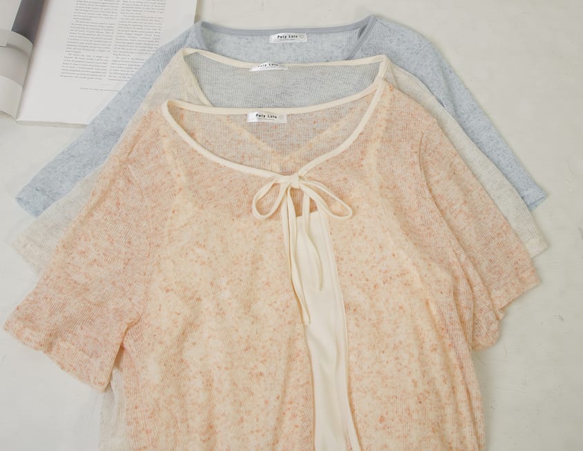 Two-Piece Snowflake Tie-Front Lightweight Plus Size Knit Top (With Vest)