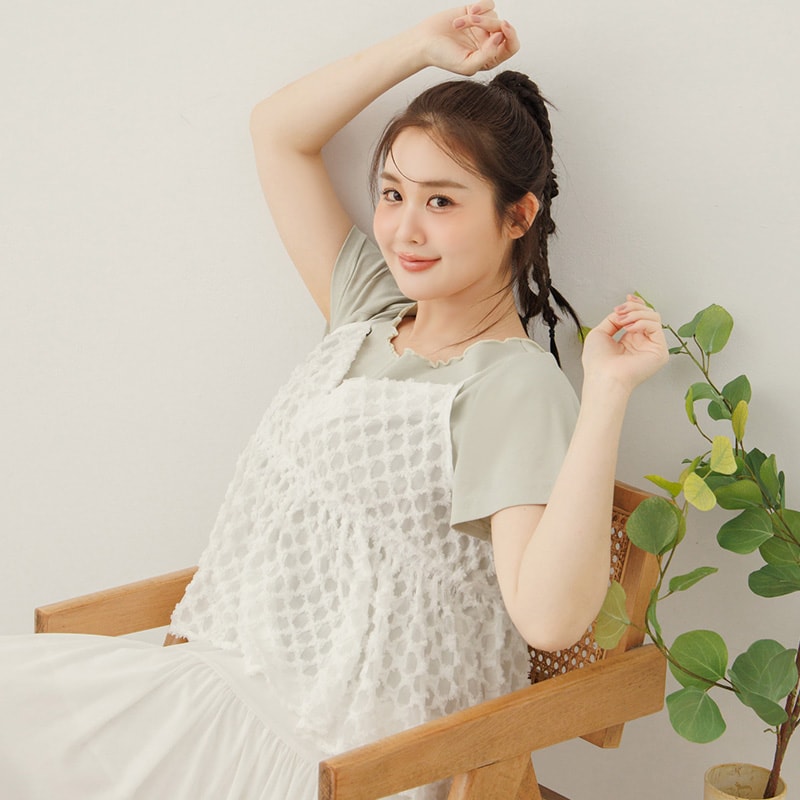Two-Piece Japanese-Style Color-Block Plus Size Top Set