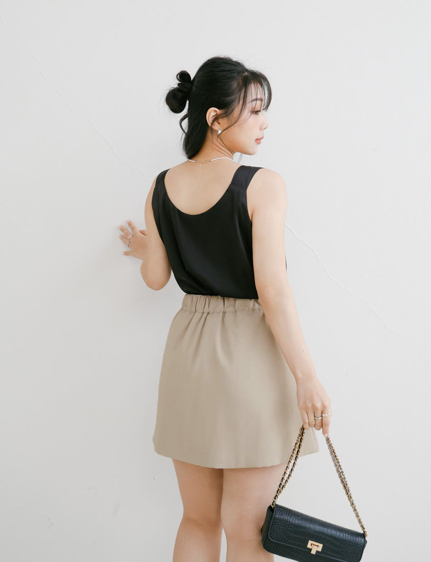 MISS. Elegant Satin Sheen Crew-Neck Plus Size Tank Top