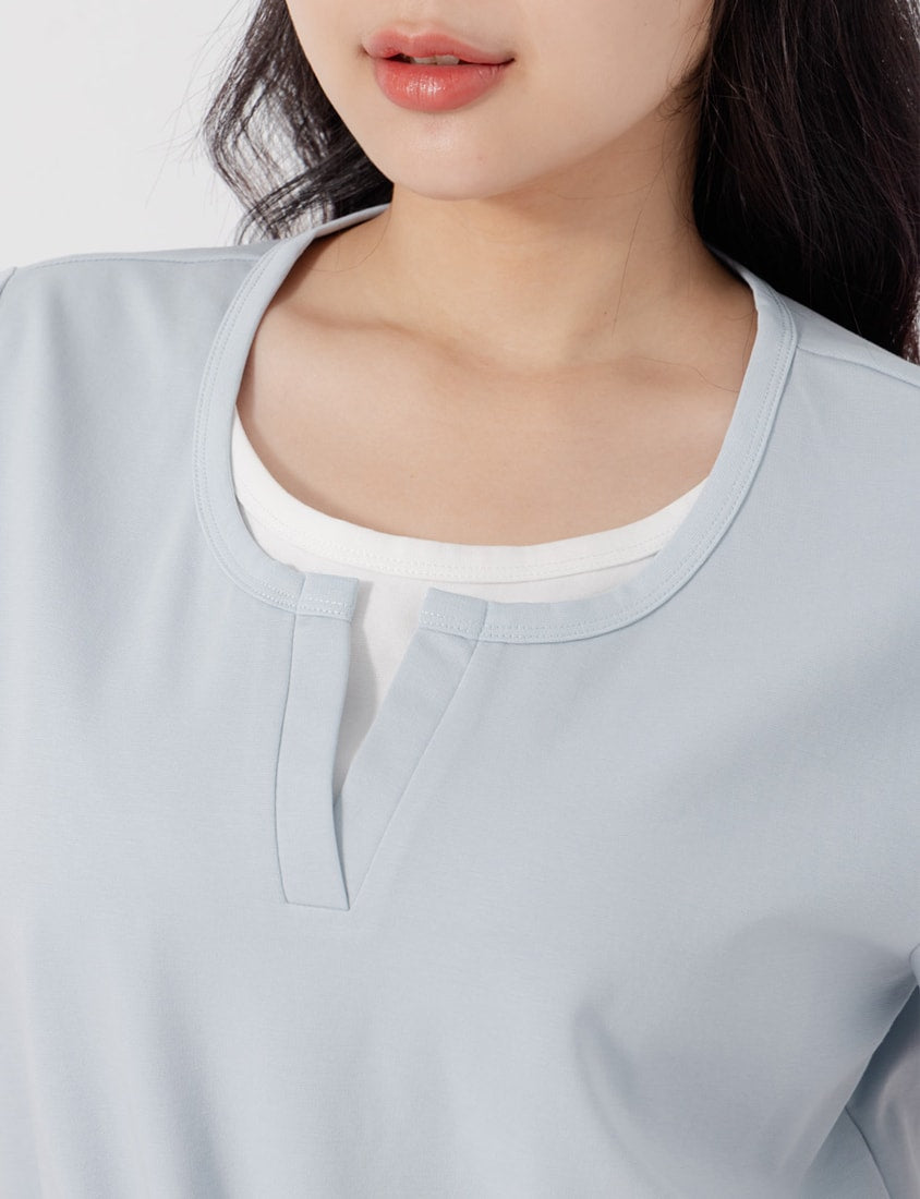 Versatile V-Neck Faux Two Piece Plus Size Tee