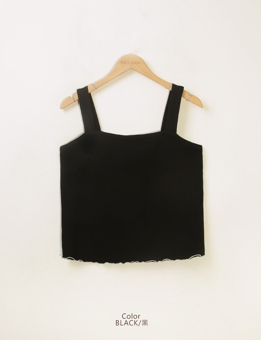 Ribbed Wide Strap Wavy Edge Plus Size Tank Top