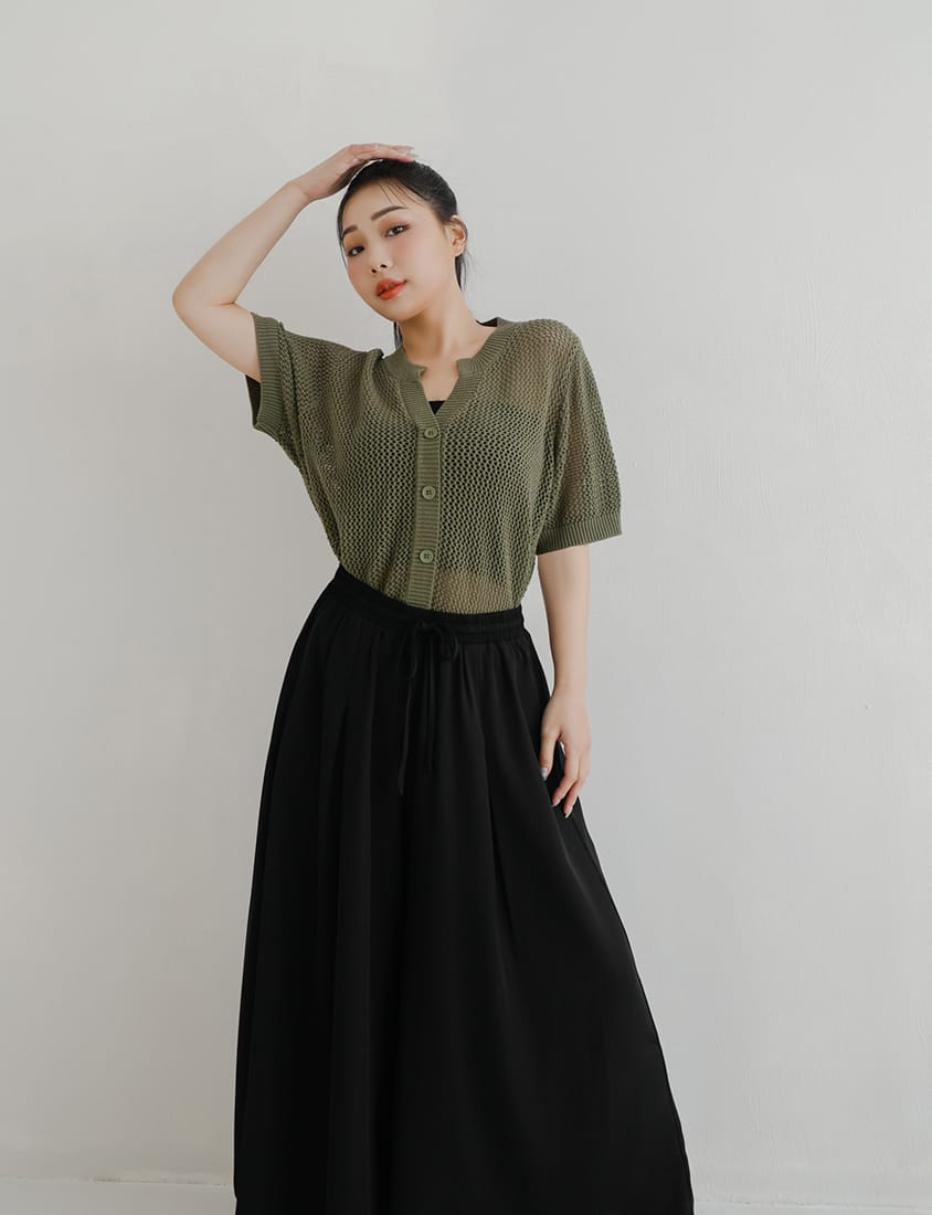 Korean Style Large Pleated Elastic Waist Tie Plus Size Wide Leg Pants