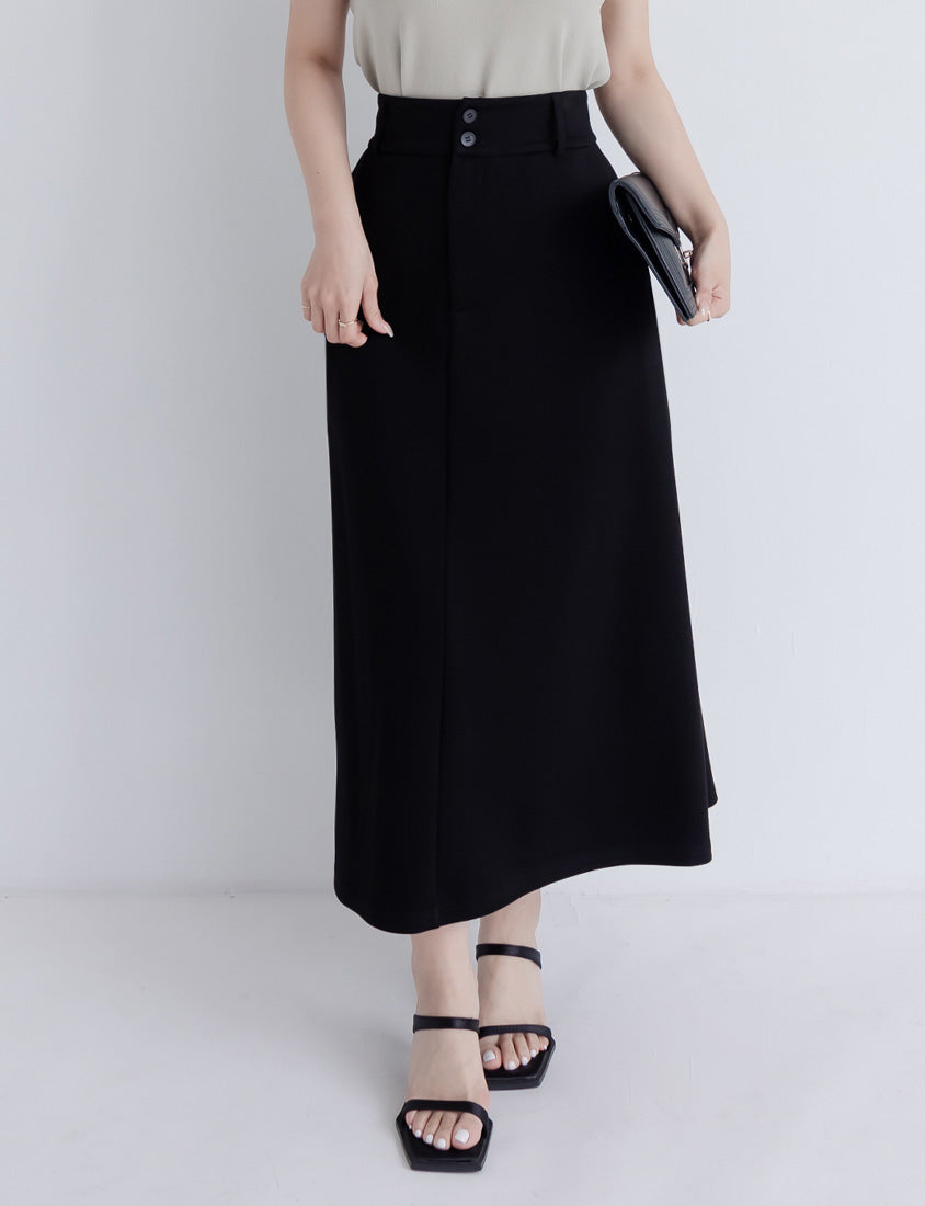 Miss. Space Cotton Back-Slit Plus Size Maxi Skirt